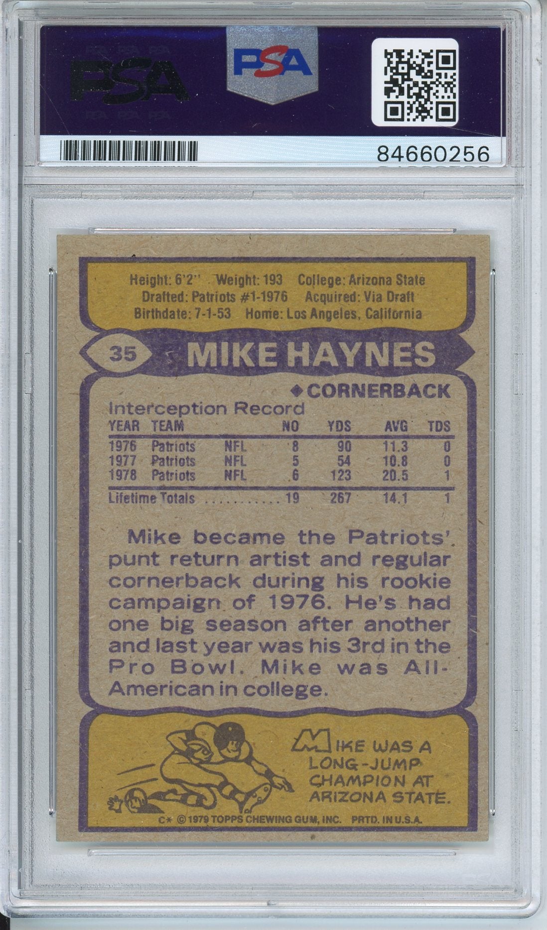 1979 TOPPS MIKE HAYNES #35 HOF AUTOGRAPH PSA/DNA