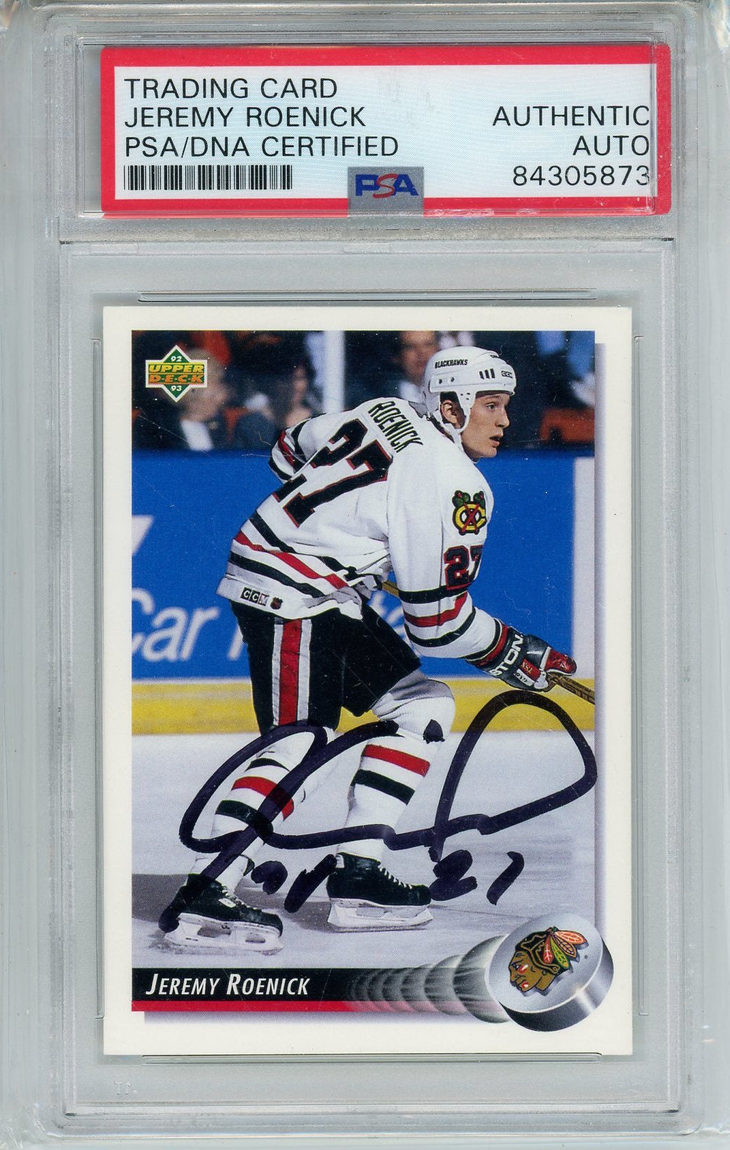 1992 UPPER DECK JEREMY ROENICK AUTO PSA DNA #274