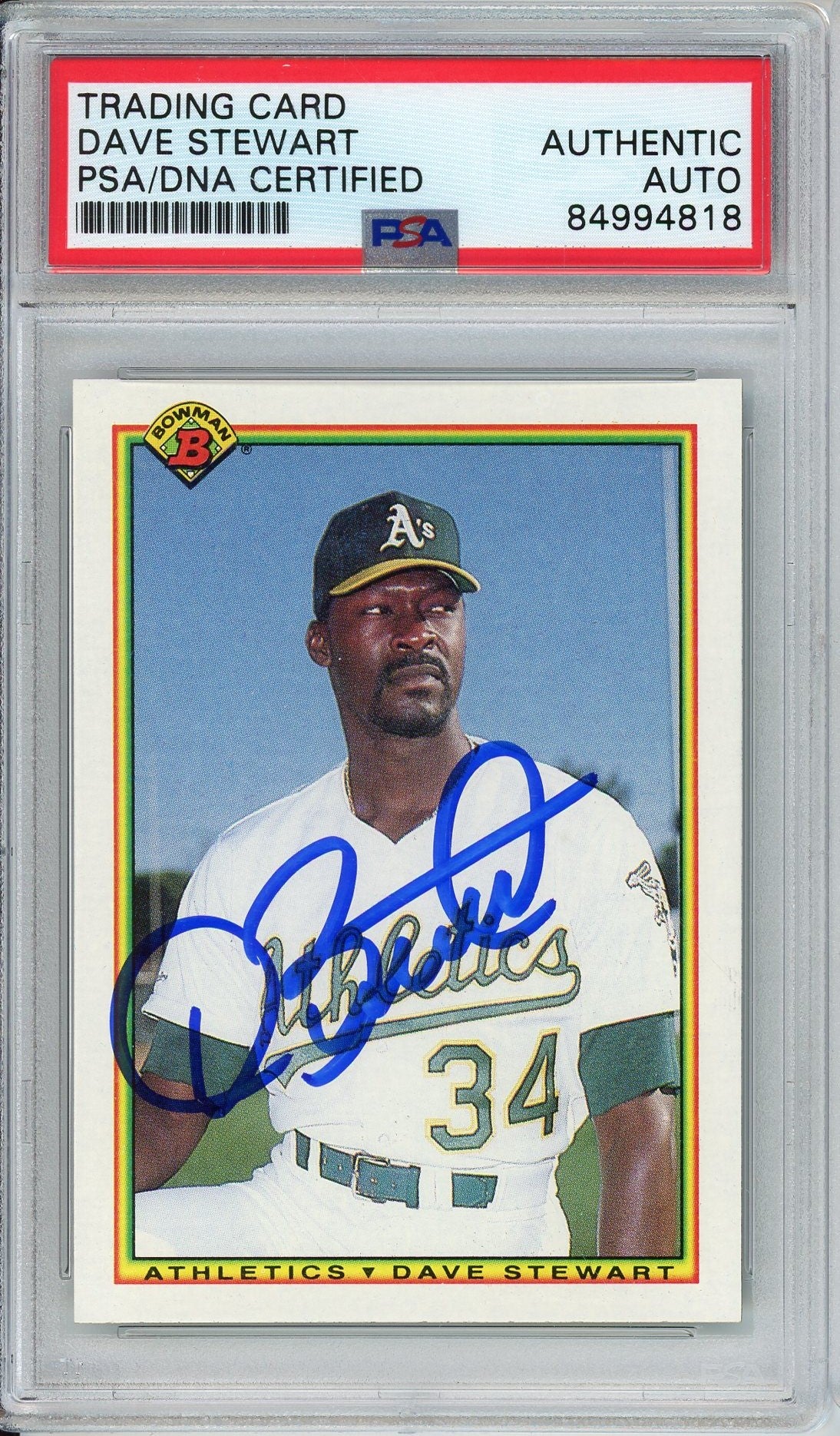 1990 BOWMAN DAVE STEWART #449 PSA/DNA AUTO (4818)