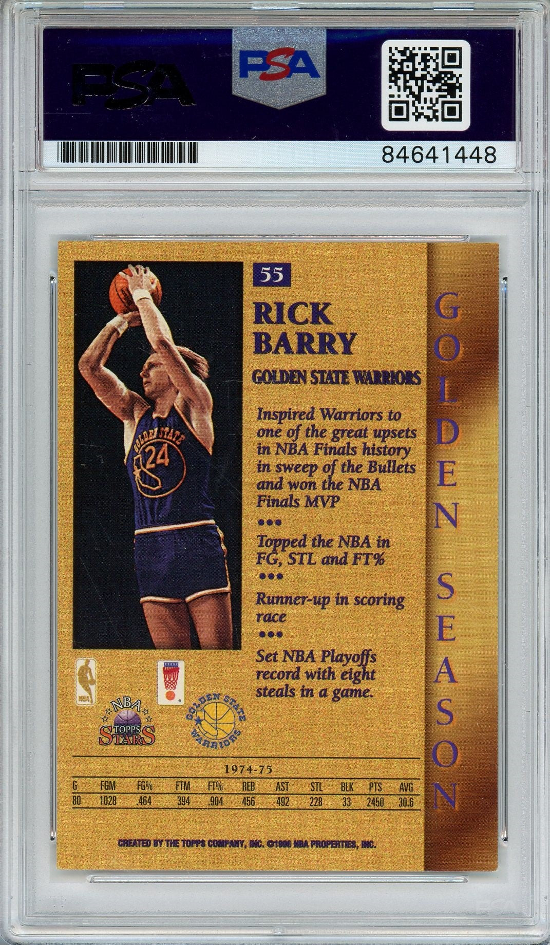 1996 TOPPS STARS RICK BARRY #55 PSA/DNA GRADE 10 (1448)