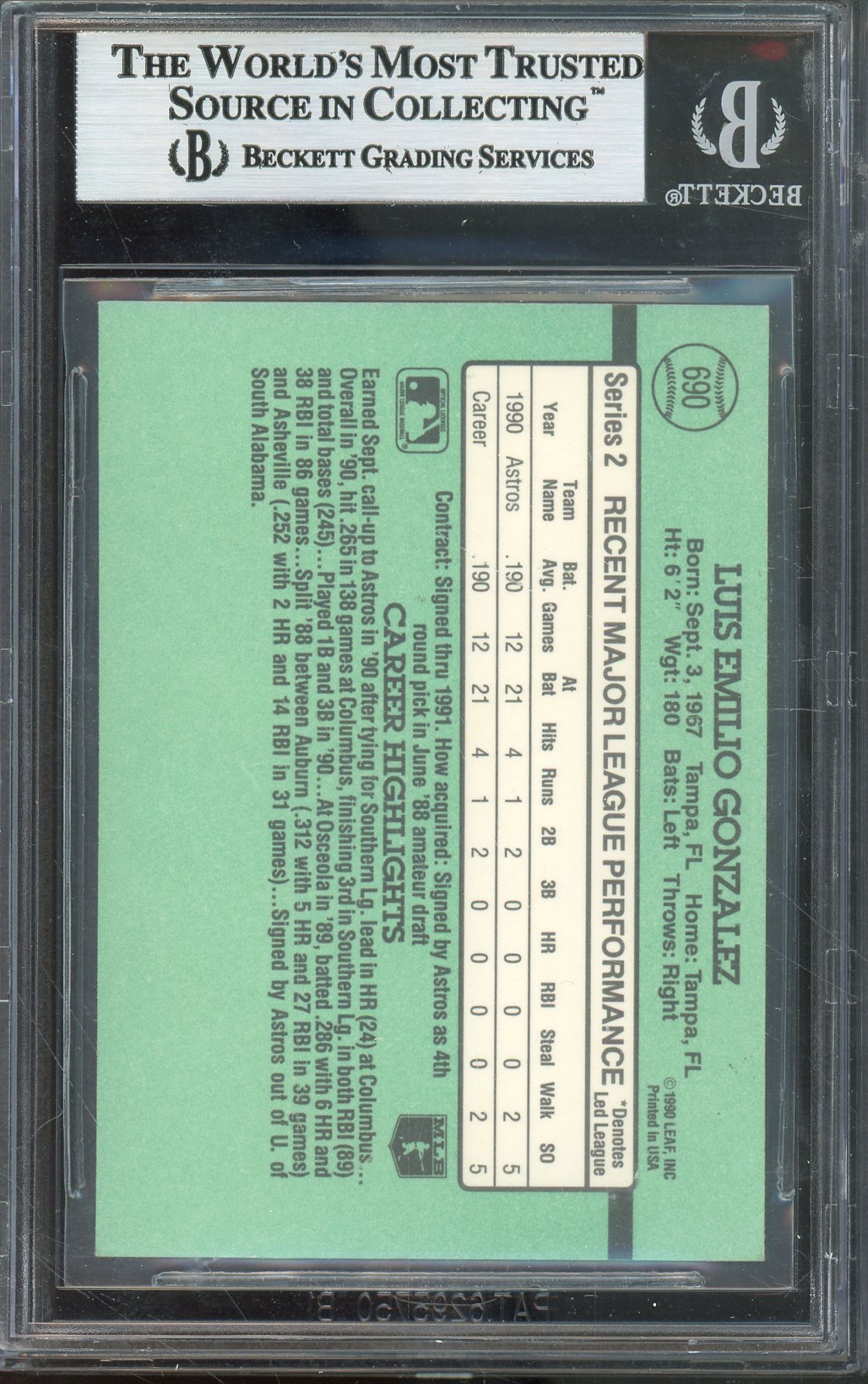 1991 DONRUSS LUIS GONZALEZ #690 DIAMONDBACKS HOF AUTO BGS AUTHENTIC