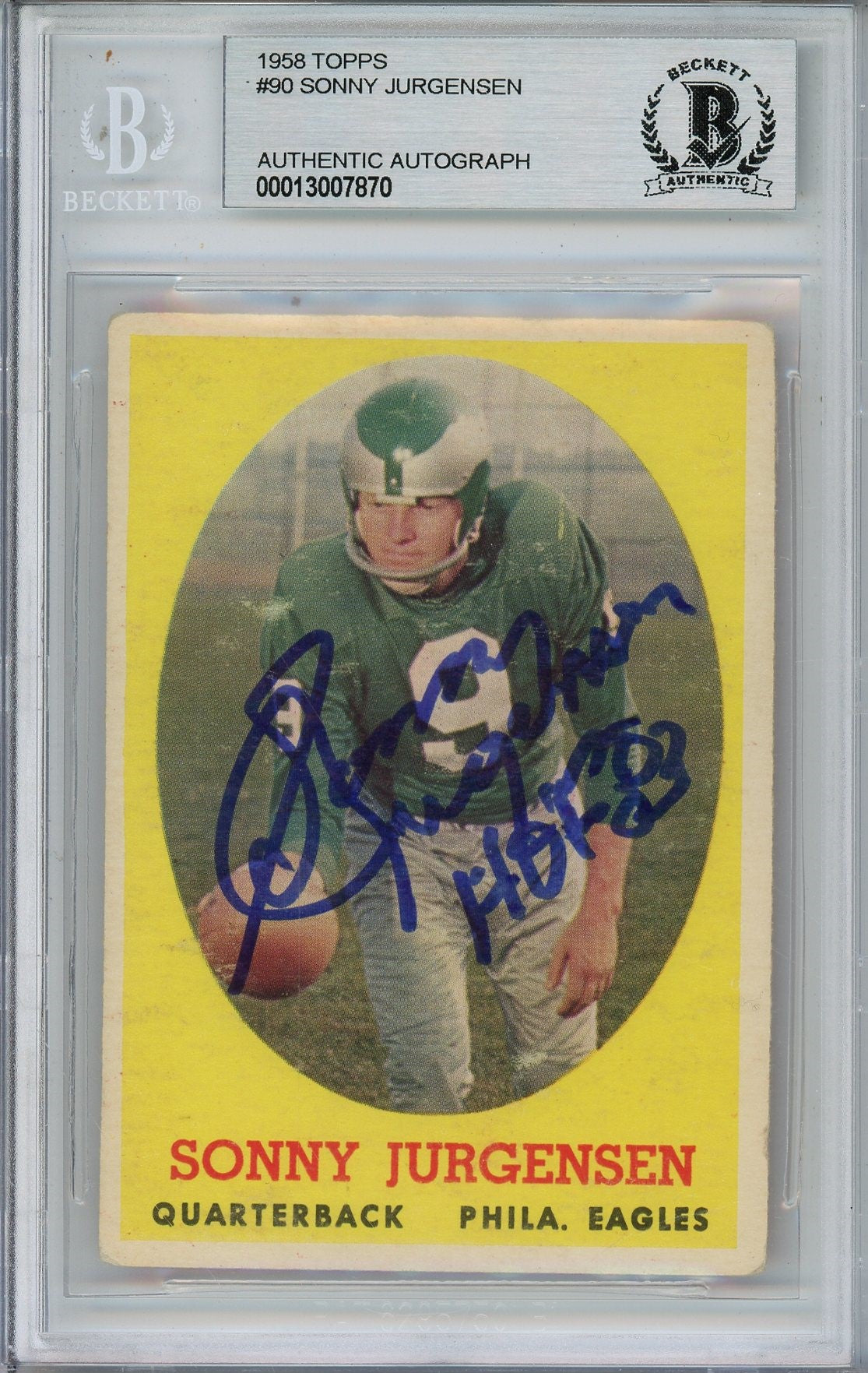 1958 TOPPS SONNY JURGENSEN ROOKIE RC #90 BAS AUTO (7870)
