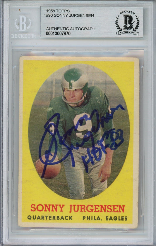 1958 TOPPS SONNY JURGENSEN ROOKIE RC #90 BAS AUTO (7870)