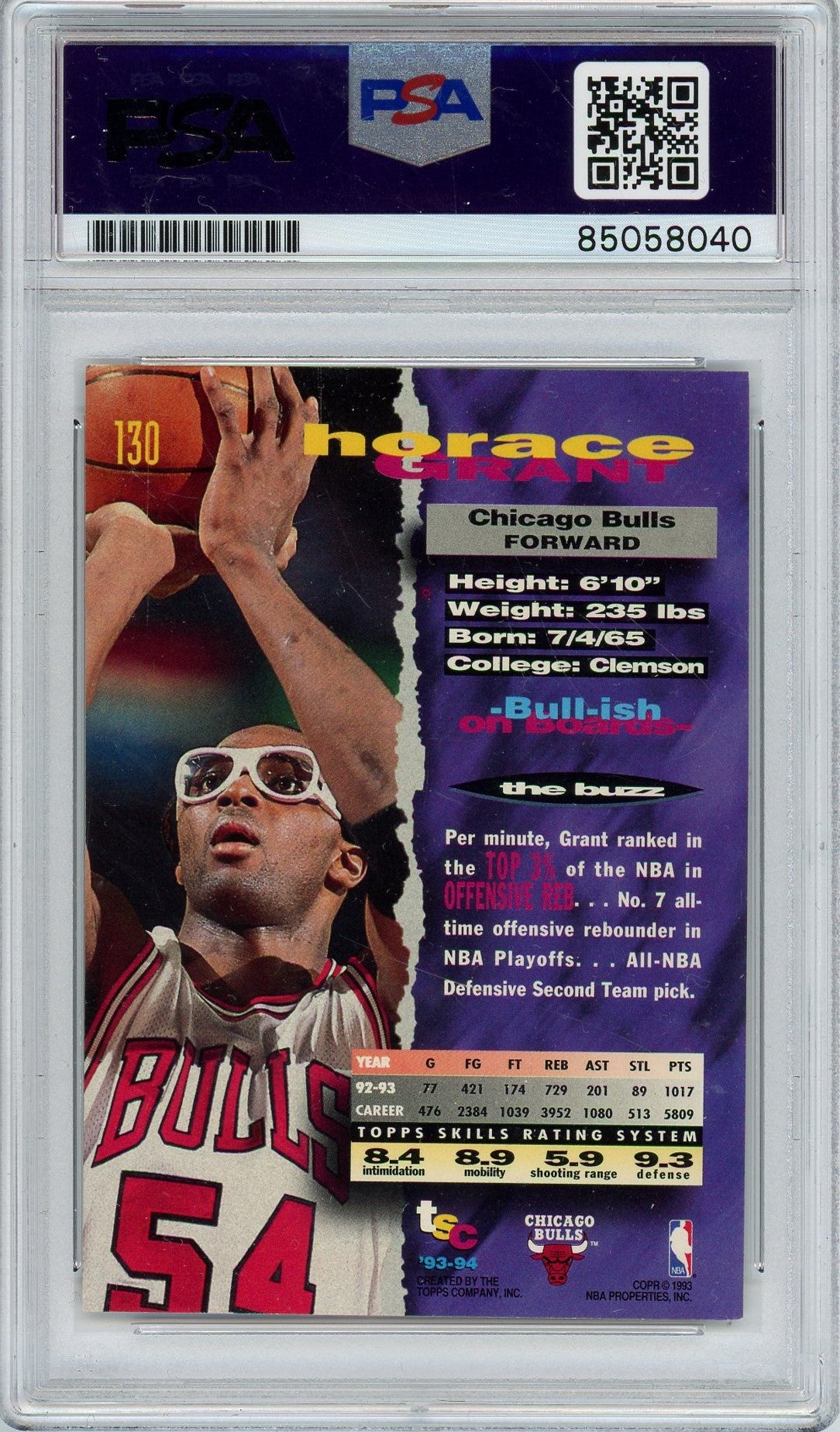 1993 STADIUM CLUB HORACE GRANT AUTO - PSA/DNA Authentic