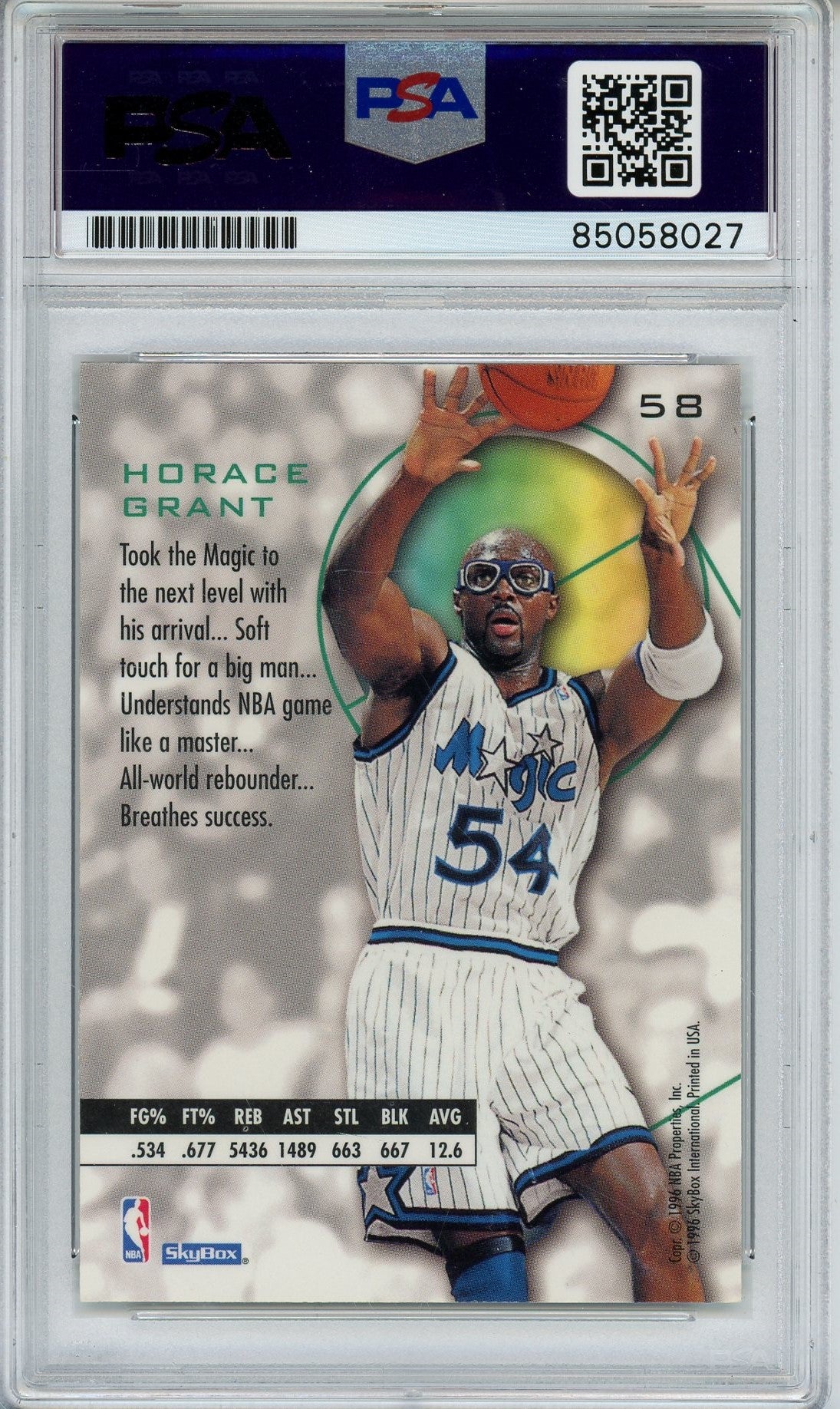 1995 SKYBOX EX-L HORACE GRANT AUTO CARD PSA DNA (8027)