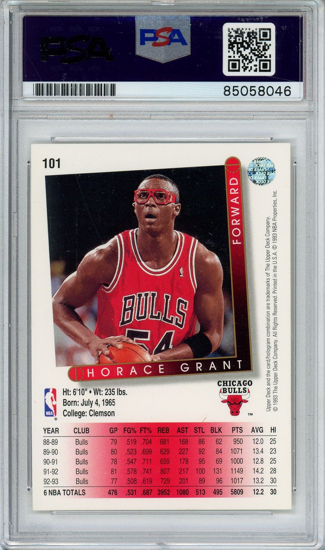 1993 UPPER DECK HORACE GRANT AUTO - PSA/DNA Authentic