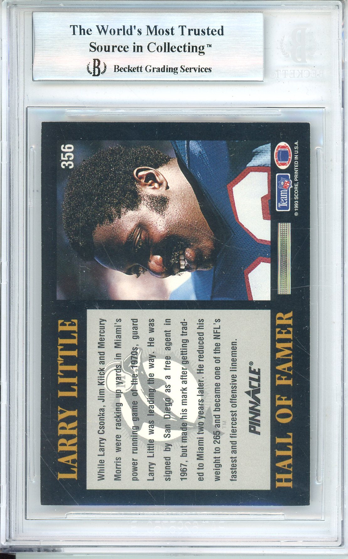 1993 PINNACLE FOOTBALL HALL OF FAMER LARRY LITTLE #356 DOLPHINS AUTOGRAPH BGS AUTHENTIC