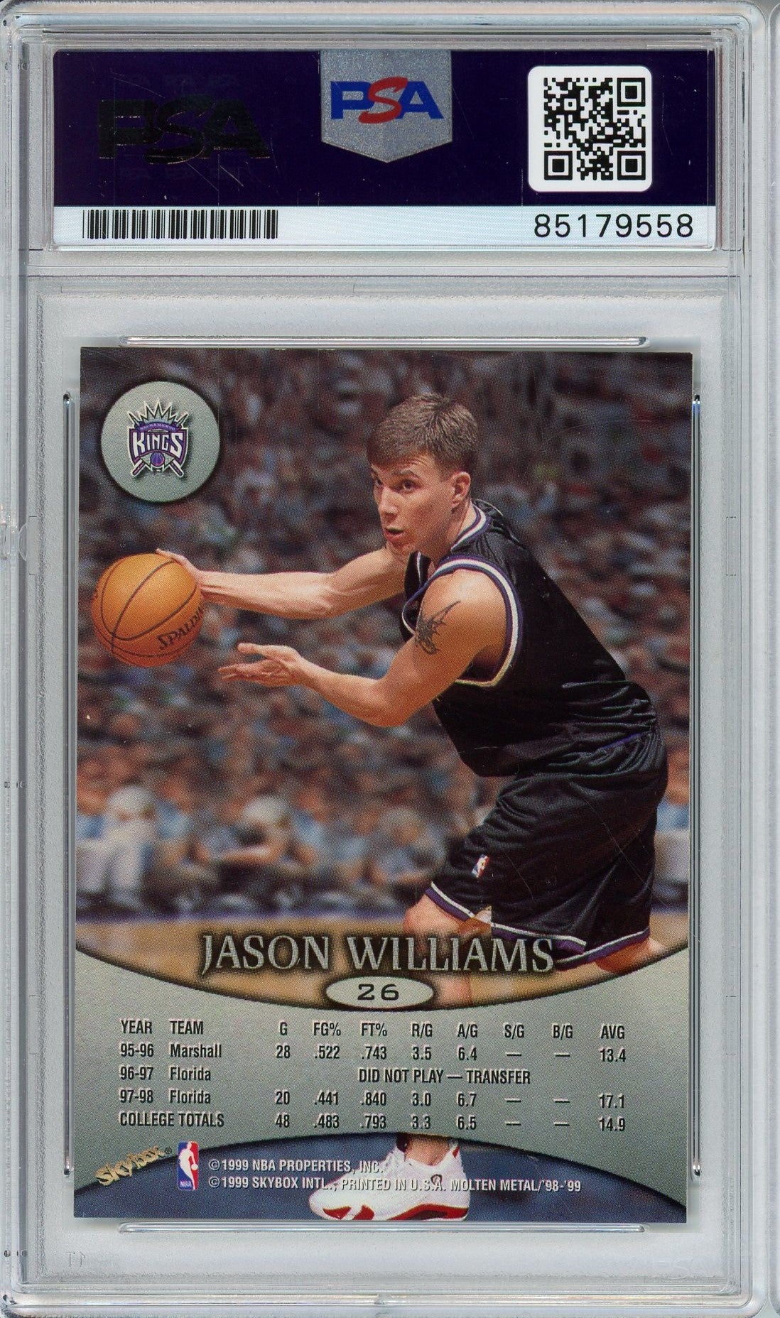 1998 SKYBOX METAL JASON WILLIAMS AUTO ROOKIE RC PSA DNA (9558)