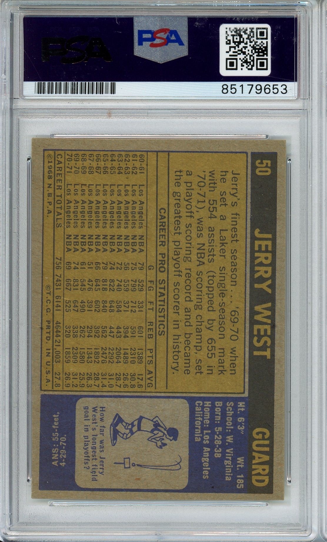 1971 TOPPS JERRY WEST AUTO CARD W/ NBA TOP 50 & THE LOGO INSCRIPTION PSA DNA (9653)