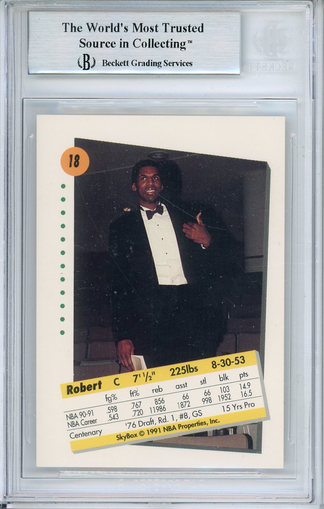 1991-92 SKYBOX ROBERT PARISH #18 HALL OF FAME CELTICS AUTOGRAPH BGS AUTHENTIC (803)