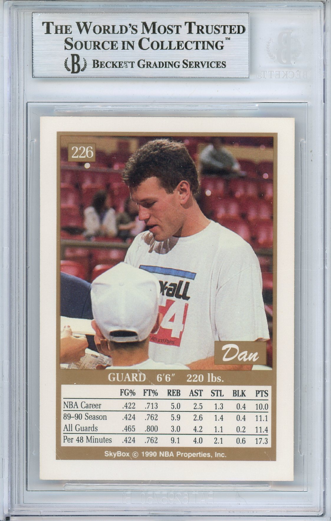 1990-91 SKYBOX DAN MAJERLE #226 OLYMPIC GOLD MEDALIST AUTO BGS AUTHENTIC