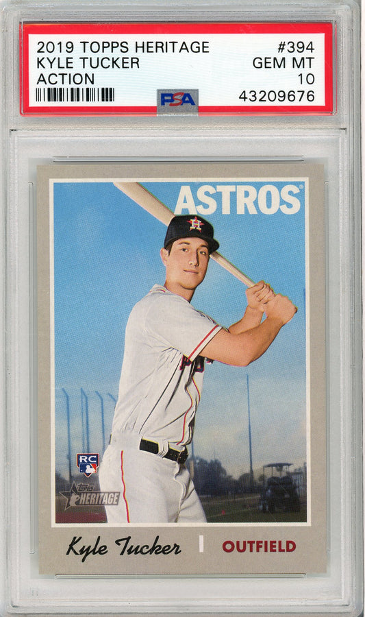 2019 TOPPS HERITAGE KYLE TUCKER #394 ACTION ROOKIE PSA 10