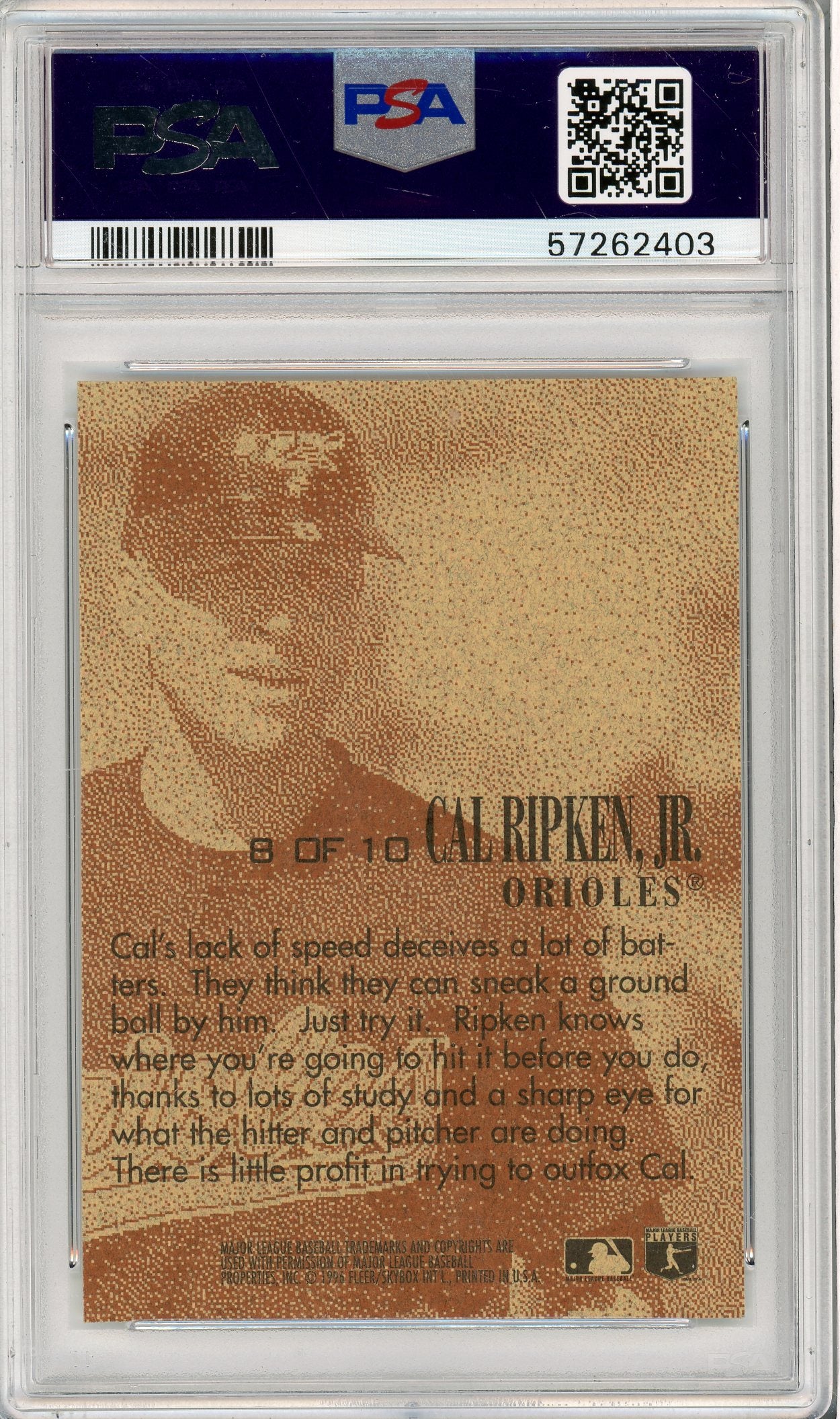 1996 E-MOTION XL CAL RIPKEN JR #8 D-FENSE ORIOLES PSA 10
