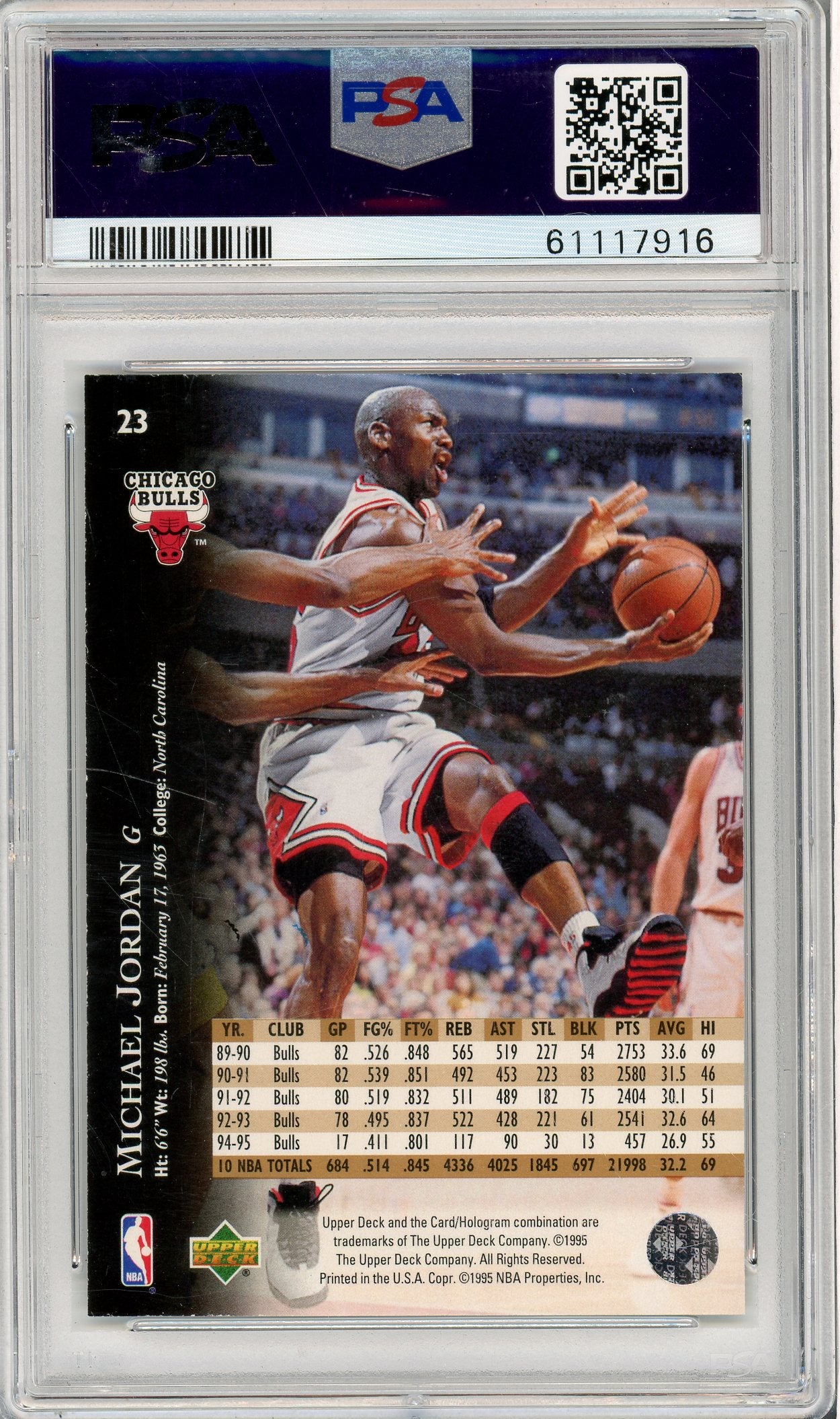1995 UPPER DECK MICAHEL JORDAN #23 PROMO PSA 10