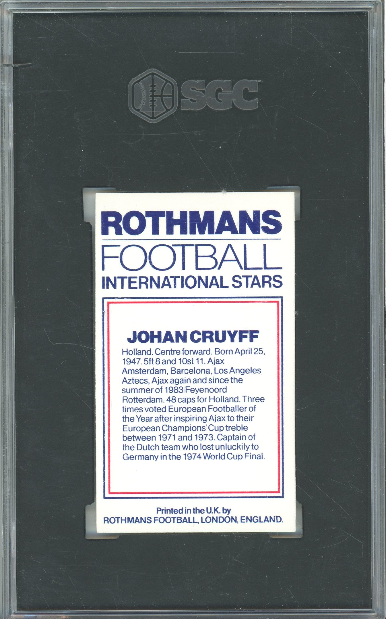 1970-71 TOPPS JERRY WEST #160 TALL BOY SGC 5 & 1984 ROTHMANS FOOTBALL JOHAN CRUYFF SGC 8.5
