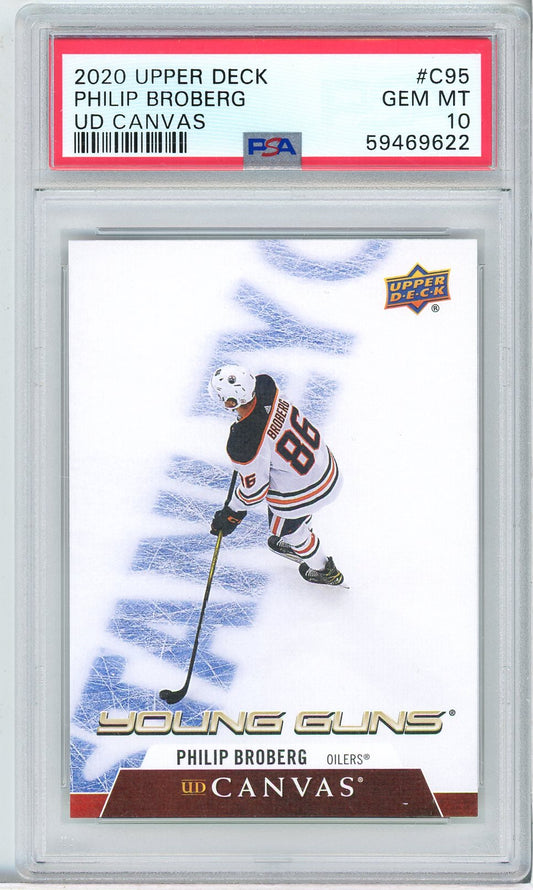 2020-2021 UPPER DECK CANVAS PHILIP BROBERG #C95 YOUNG GUNS ROOKIE PSA 10