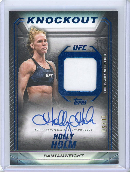 2024 TOPPS UCF KNOCKOUT HOLLY HOLM #KAR-HHM BLUE FIGHTER-WORN PATCH AUTO #/50