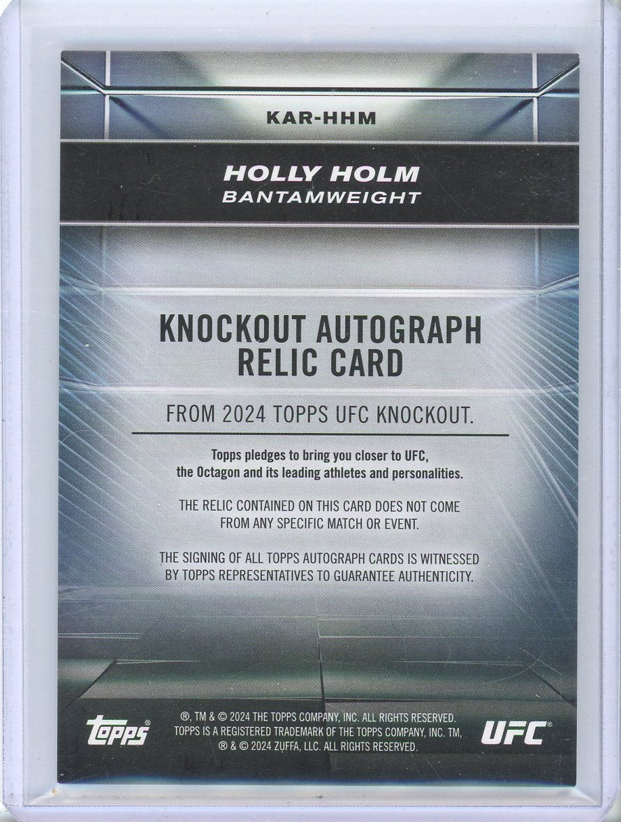 2024 TOPPS UCF KNOCKOUT HOLLY HOLM #KAR-HHM BLUE FIGHTER-WORN PATCH AUTO #/50