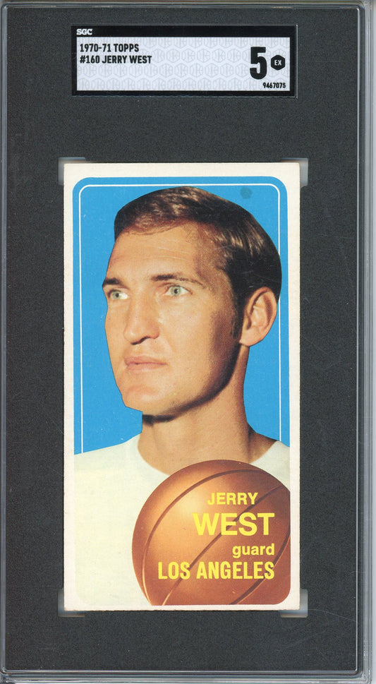 1970-71 TOPPS JERRY WEST #160 TALL BOY SGC 5 & 1984 ROTHMANS FOOTBALL JOHAN CRUYFF SGC 8.5