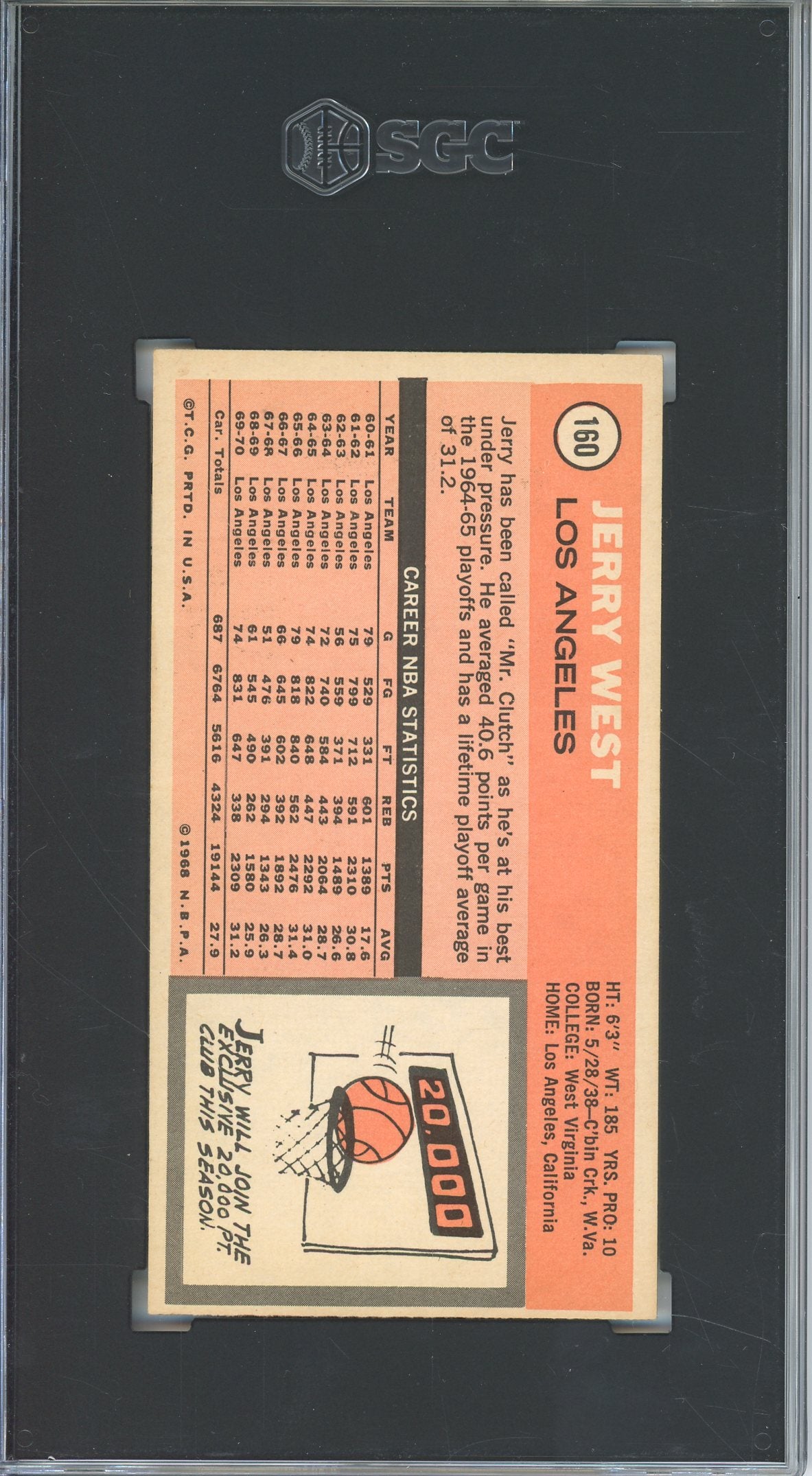 1970-71 TOPPS JERRY WEST #160 TALL BOY SGC 5 & 1984 ROTHMANS FOOTBALL JOHAN CRUYFF SGC 8.5