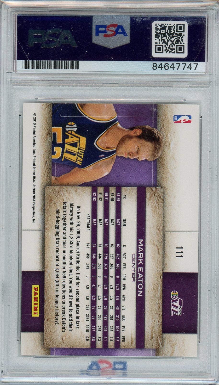 2010 PANINI STUDIO MARK EATON PSA/DNA AUTO