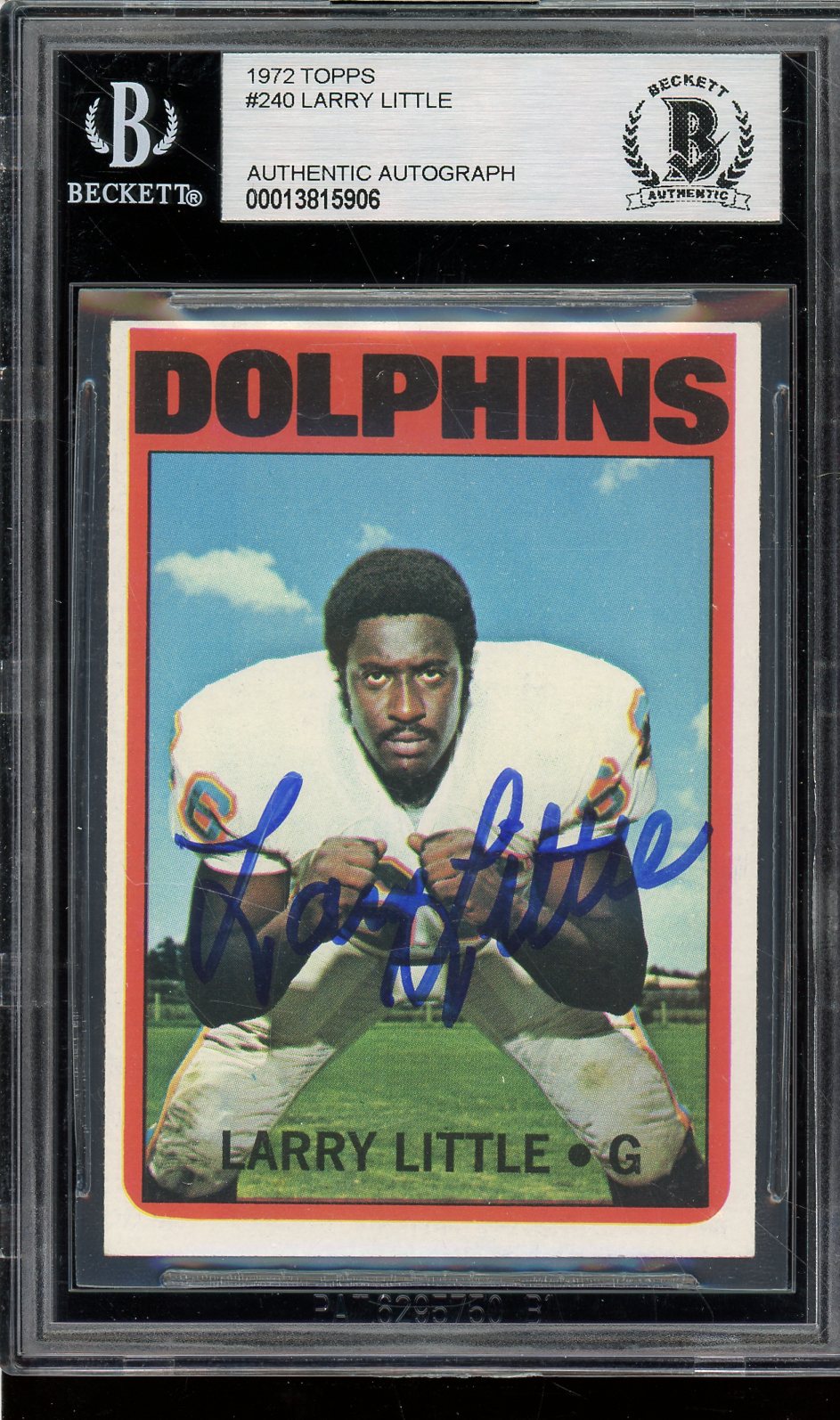 1972 TOPPS Larry Little #240 ROOKIE CARD Auto - Beckett Authentic (QUANTITY AVAILABLE)