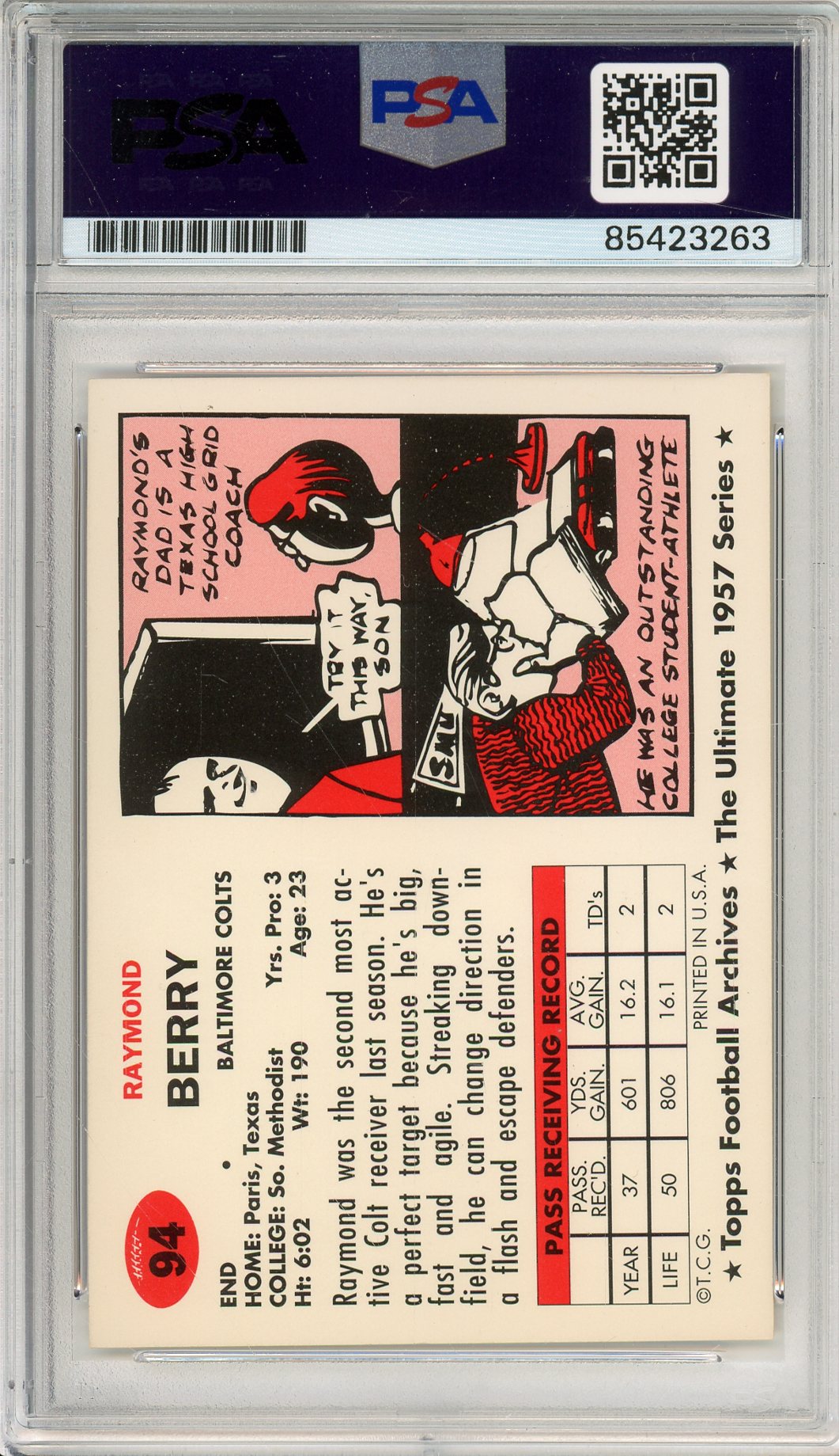 1994 TOPPS ARCHIVES RAY BERRY #94 HOF AUTOGRAPH PSA/DNA