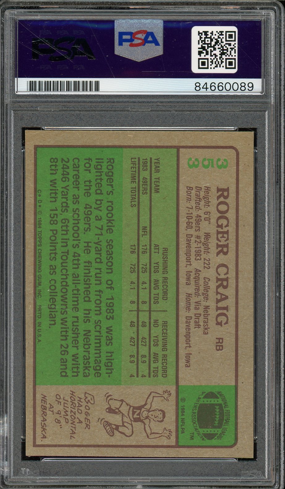 1984 TOPPS ROGER CRAIG RC ROOKIE AUTO #353 PSA DNA (QUANTITY AVAILABLE)