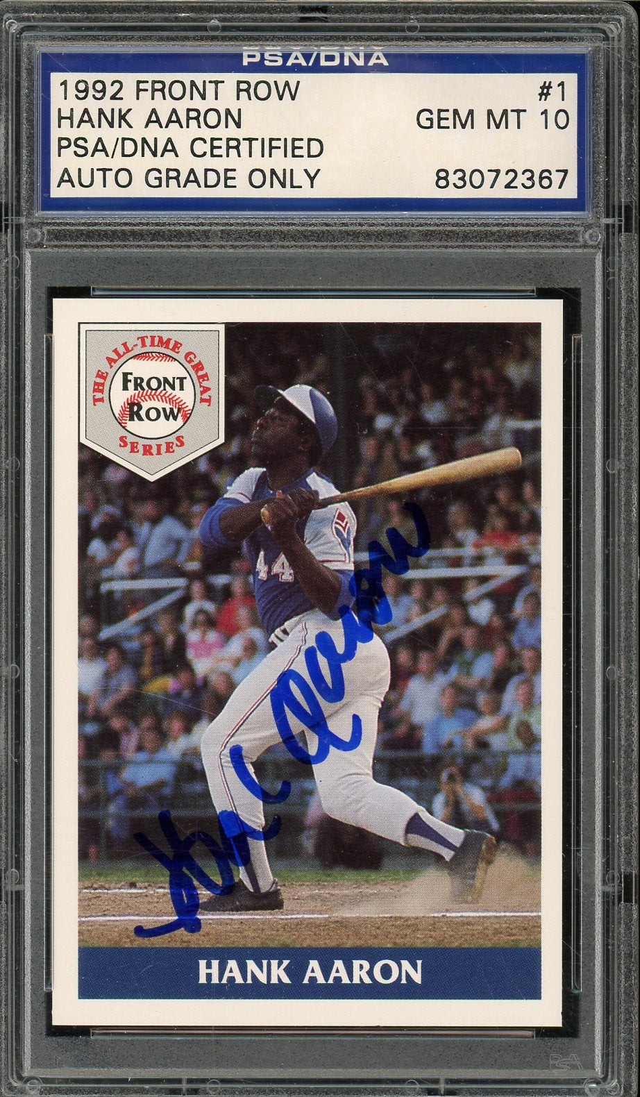 1992 FRONT ROW Hank Aaron Auto - PSA DNA AUTO GRADE 10
