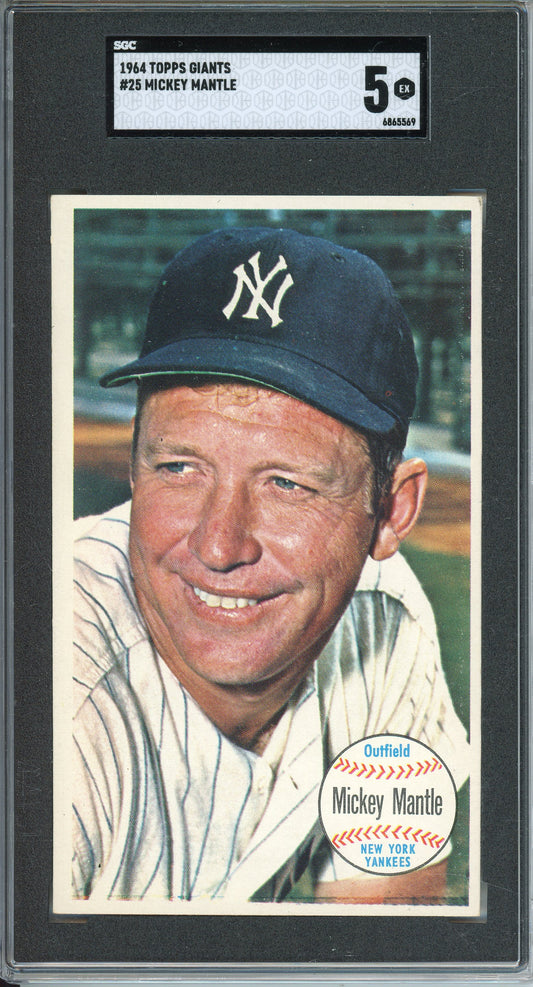 1964 TOPPS GIANTS MICKEY MANTLE #25 SGC 5