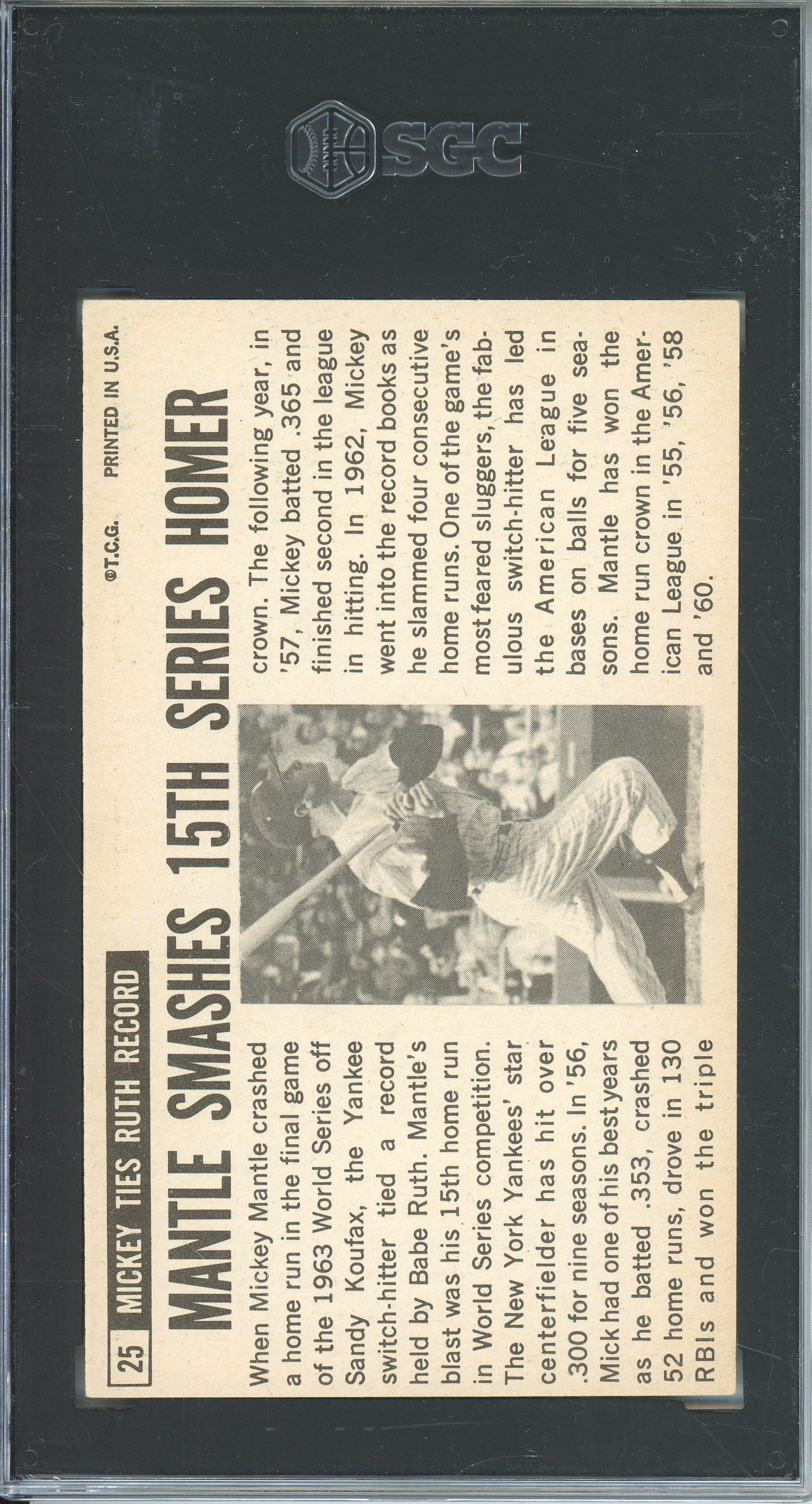 1964 TOPPS GIANTS MICKEY MANTLE #25 SGC 5