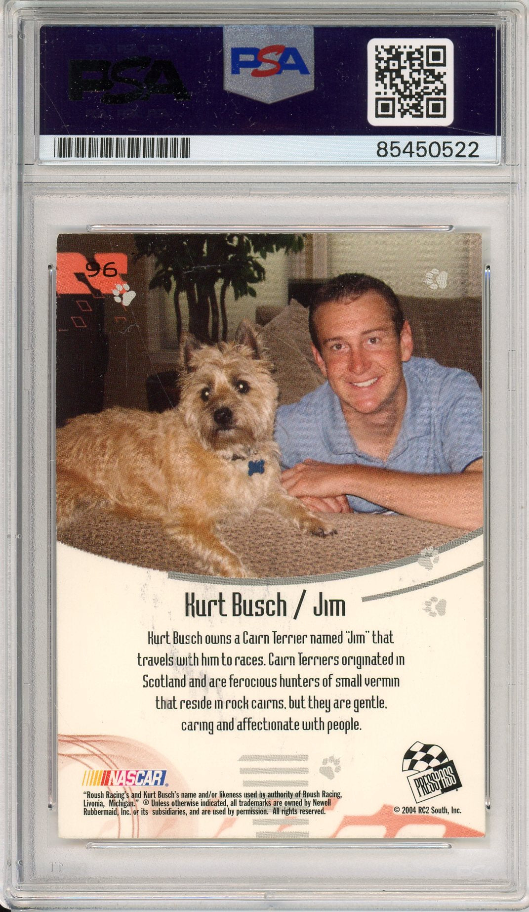 2004 PRESS PASS KURT BUSCH #96 NASCAR HOF 34 SERIES WINS AUTOGRAPH PSA/DNA