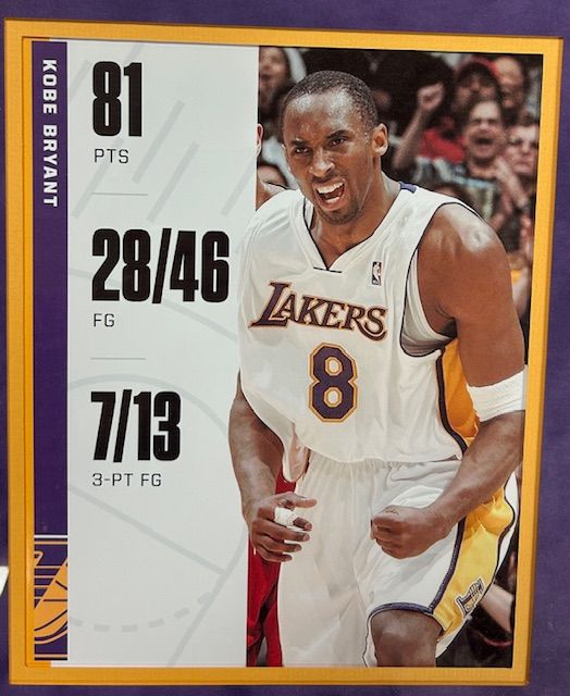 Glass Framed (21x19) Kobe Bryant 81 Point Game (01/22/2006) Full Ticket - PSA 4