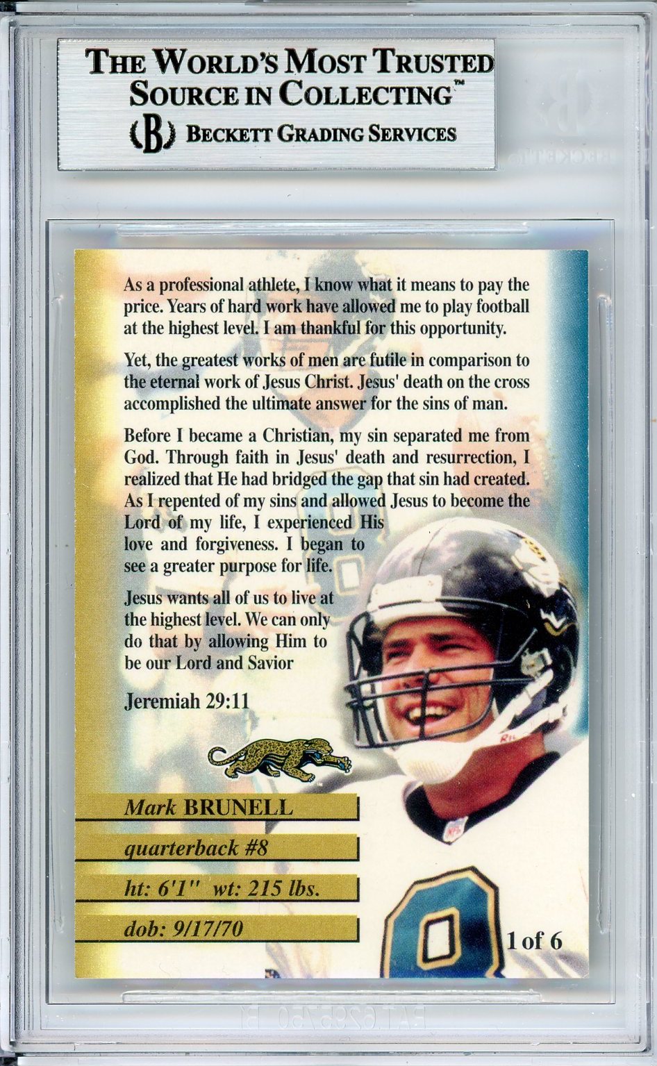 MARK BRUNELL AUTO TRADING CARD BAS BECKETT