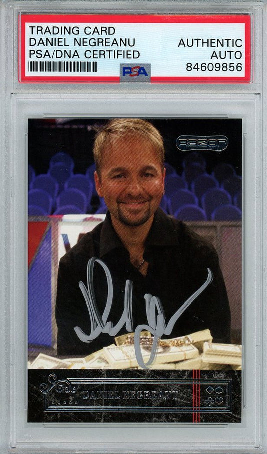 DANIEL NEGREANU AUTOGRAPHED RAZOR POKER CARD PSA/DNA
