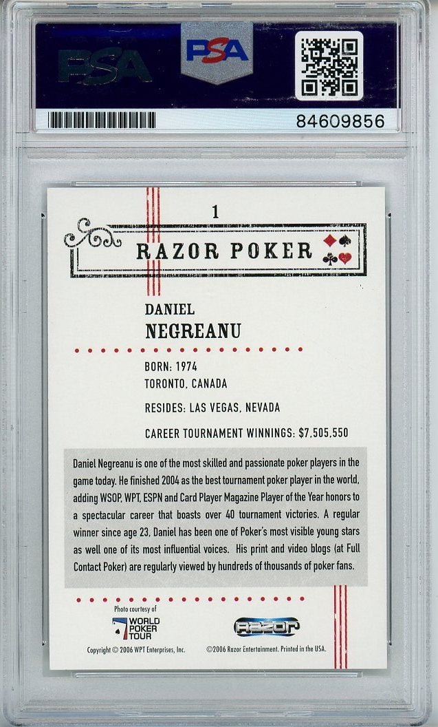 DANIEL NEGREANU AUTOGRAPHED RAZOR POKER CARD PSA/DNA