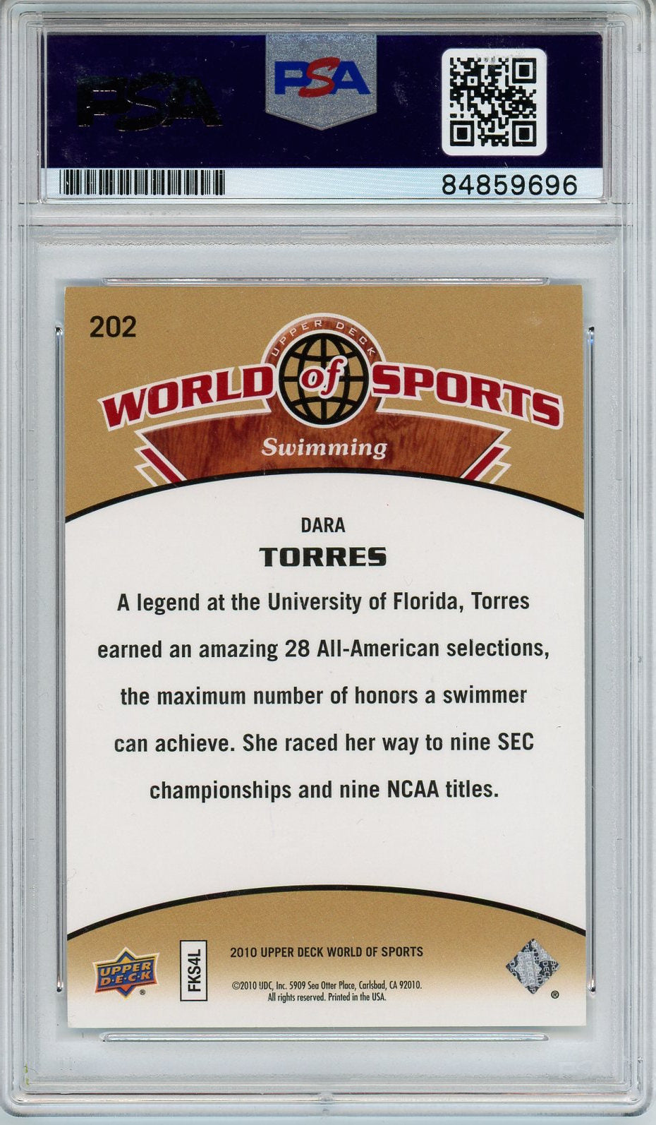 DARA TORRES SIGNED PSA/DNA CERTIFIED AUTHENTIC AUTOGRAPH CARD