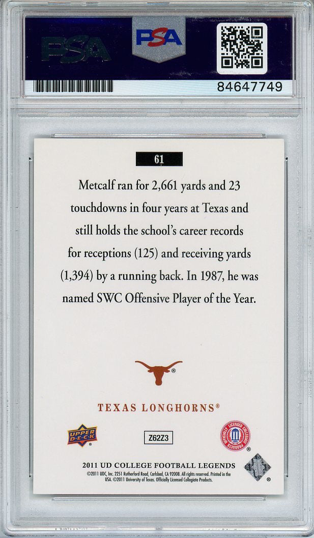 2011 UD COLLEGE FOOTBALL LEGENDS ERIC METCALF AUTO PSA DNA