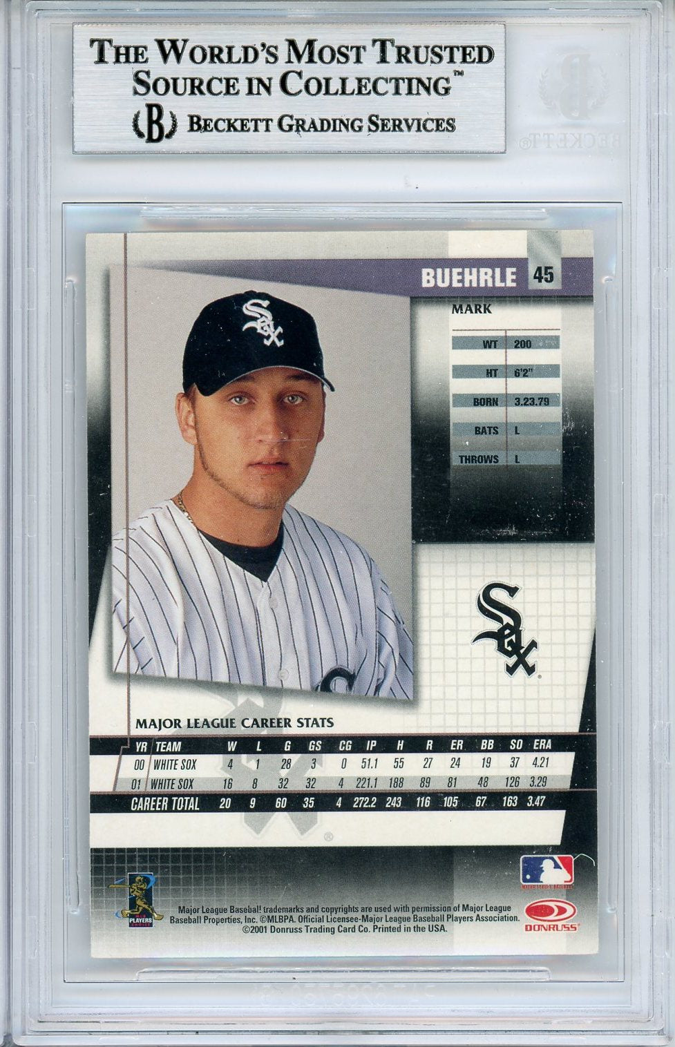 2002 DONRUSS FAN CLUB MARK BUEHRLE #45 BAS AUTO