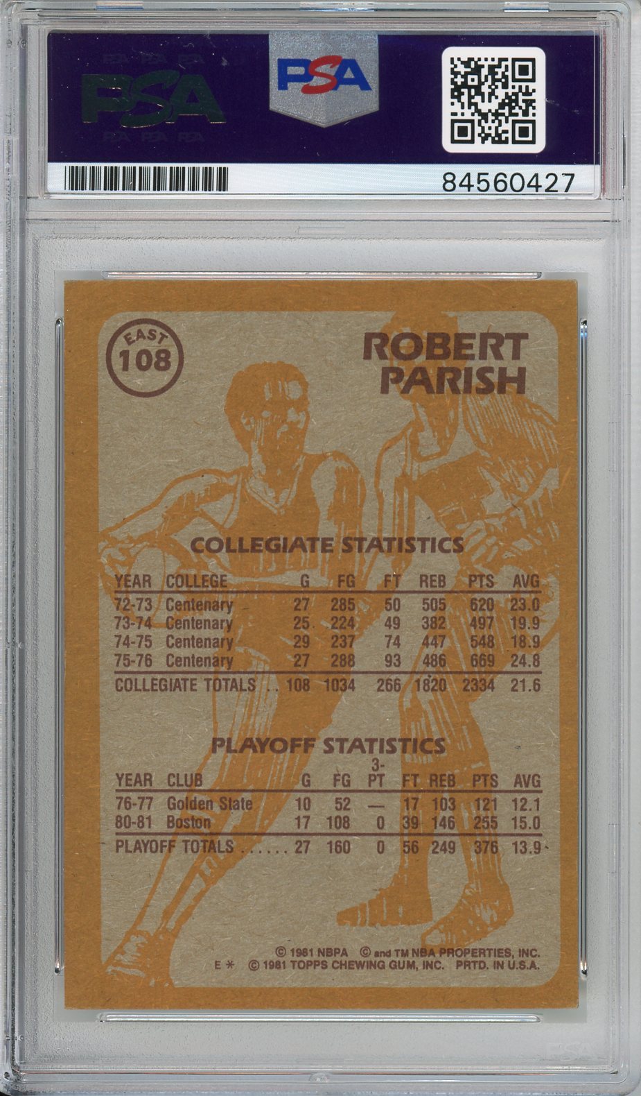 1981 TOPPS ROBERT PARISH #108 PSA/DNA AUTO GRADE 10 (427)