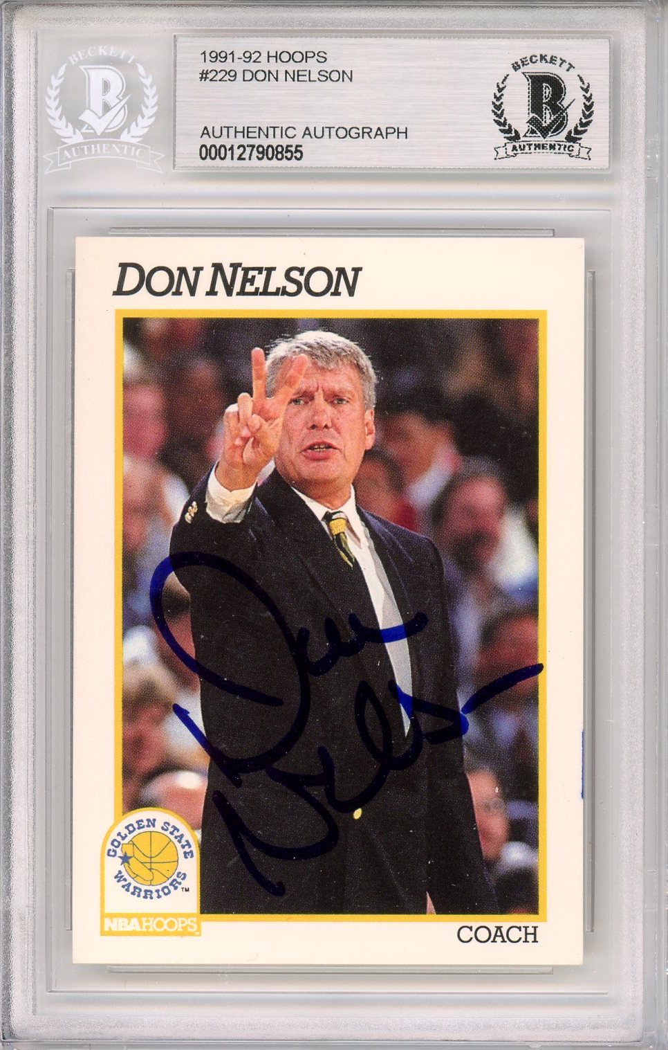 1991-92 HOOPS DON NELSON #229 AUTO BECKETT BAS