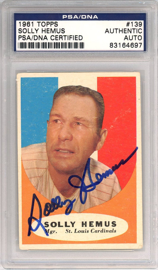1961 TOPPS SOLLY HEMUS AUTO #139 PSA DNA