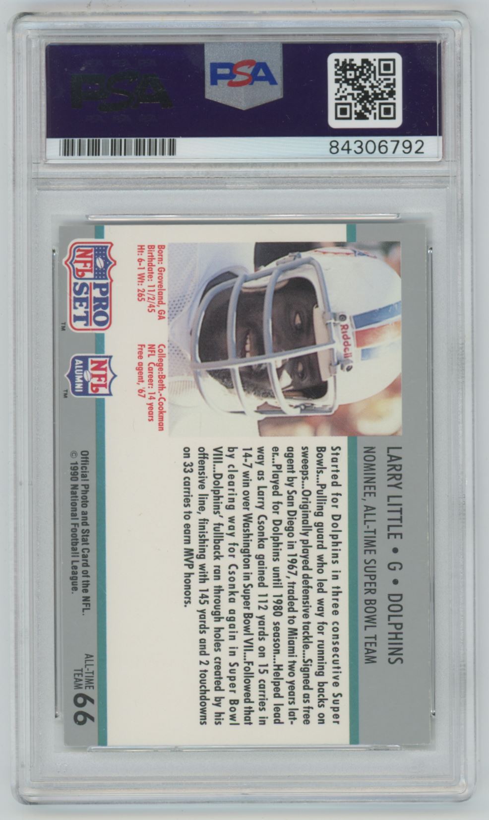 1990 Pro Set Larry Little Auto - PSA/DNA