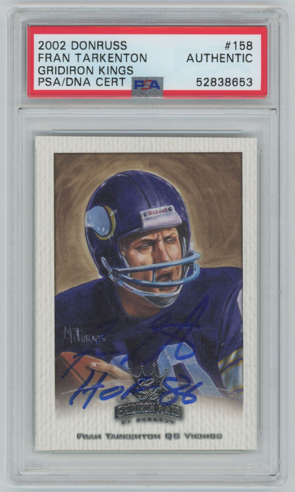 2002 Donruss Gridiron Kings Fran Tarkenton Auto - PSA/DNA Authentic