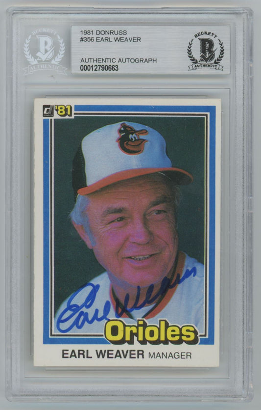 1981 Donruss Earl Weaver #356 Auto - Beckett Authentic