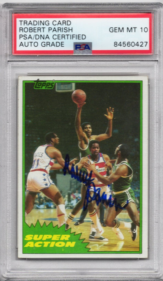 1981 TOPPS ROBERT PARISH AUTOGRAPH PSA/DNA GEM MINT 10 AUTO GRADE (0427)