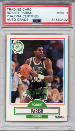 1990 FLEER ROBERT PARISH CELTICS AUTOGRAPH PSA/DNA AUTO GRADE MINT 9 (0432)