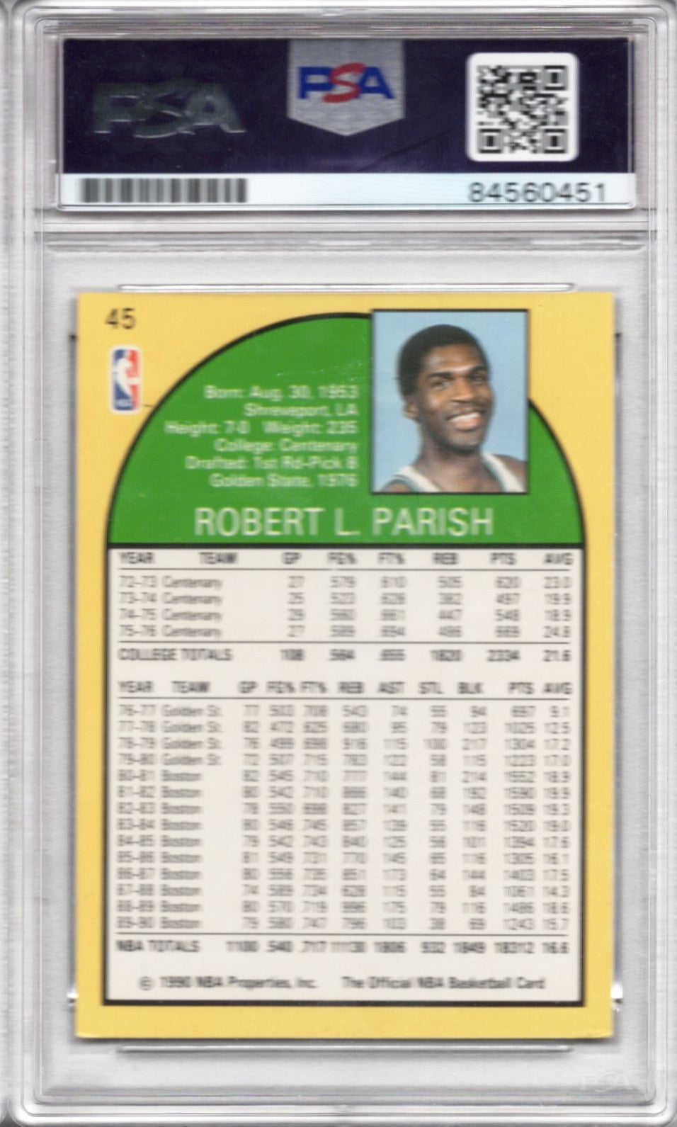 1990 NBA HOOPS ROBERT PARISH CELTICS AUTOGRAPH PSA/DNA (0451)