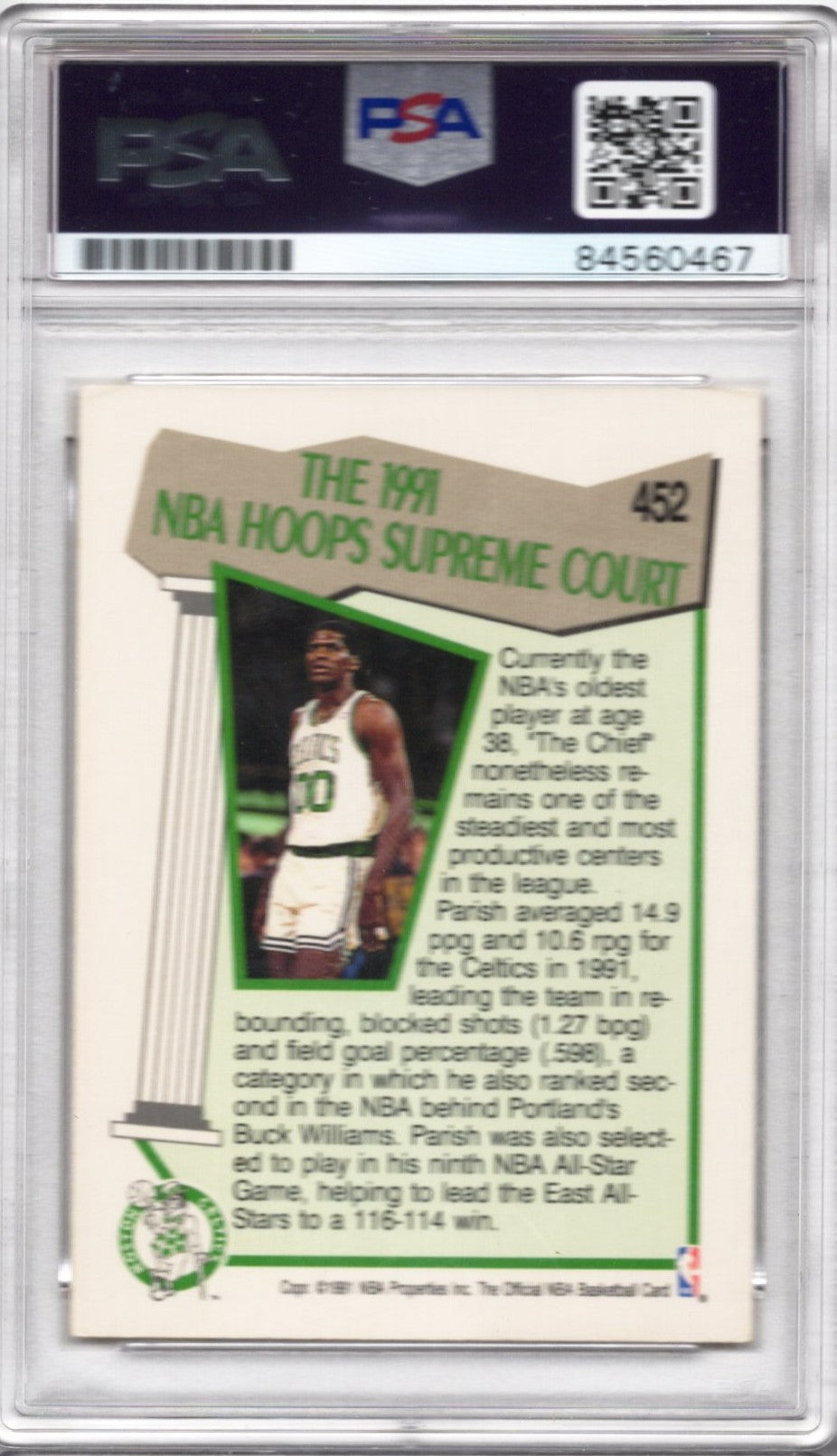 1991 NBA HOOPS SUPREME COURT ROBERT PARISH CELTICS AUTOGRAPH PSA/DNA (0467)