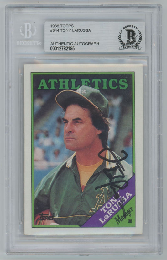 1988 Topps #344 Tony Larussa Auto - Beckett Authentic